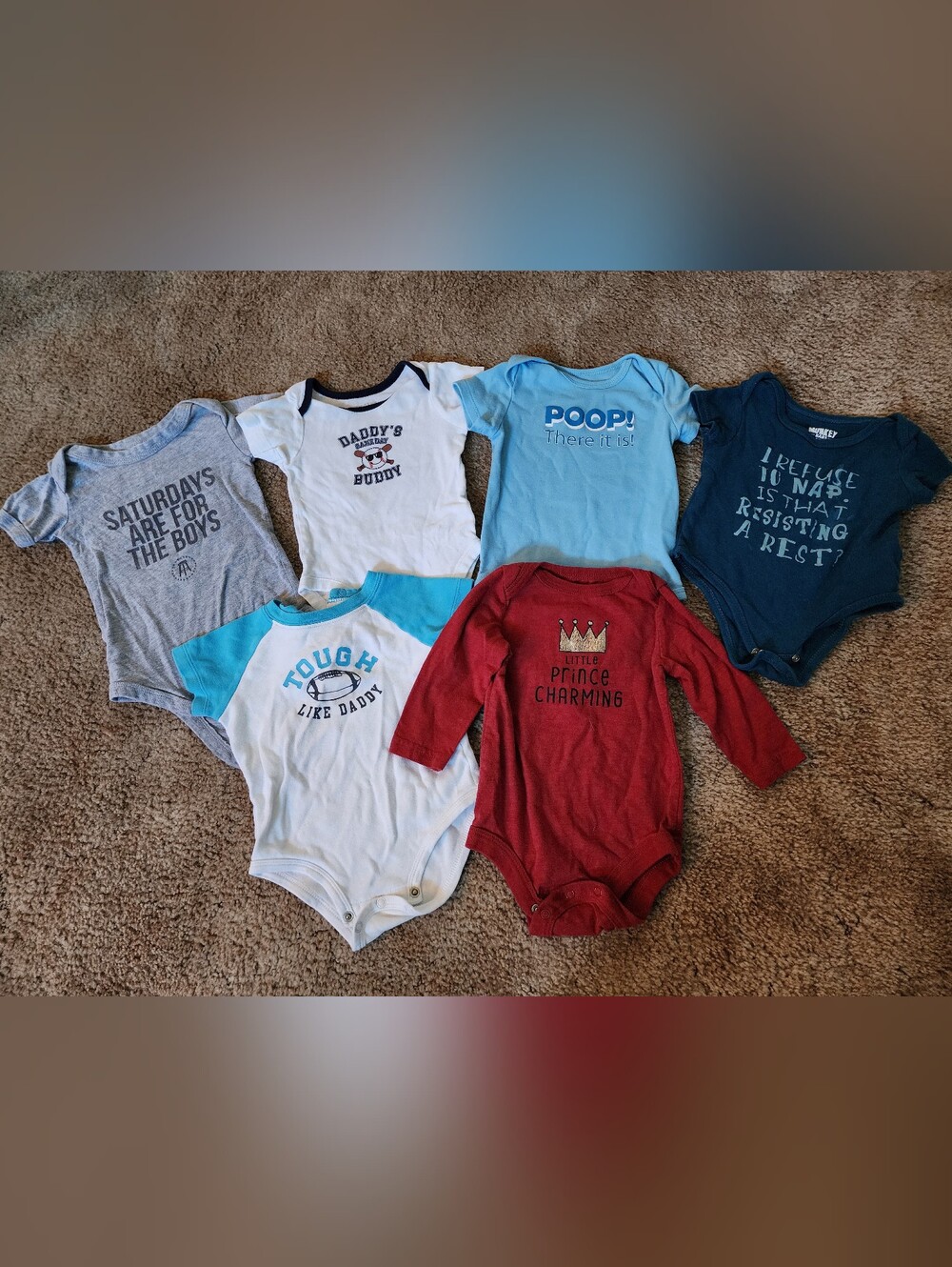 Baby Boy Short Sleeve Onesies Lot 6-9M